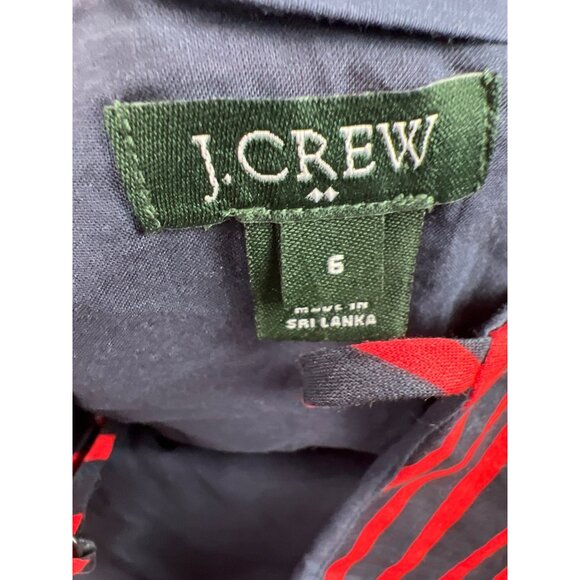 J. Crew Linen Preppy Size 6 Navy & Red Striped Lined Dress With Spaghetti Straps - Picture 2 of 9